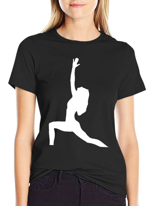 Yoga Pose Graphic Tee - Black Cotton Blend T-Shirt