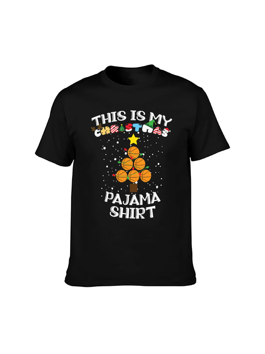 Christmas Basketball Pajama Graphic T-Shirt - 100% Cotton, Festive Exclusive for Holiday Parties & Casual Occasions
