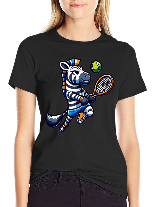 Zebra Tennis Graphic T-Shirt - Fun Animal Design