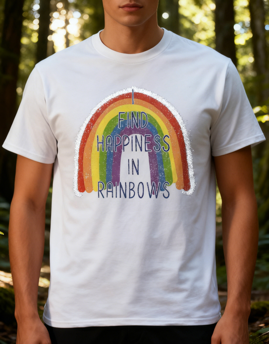 Vintage Rainbow Arch T-Shirt with Glitter Edge Design