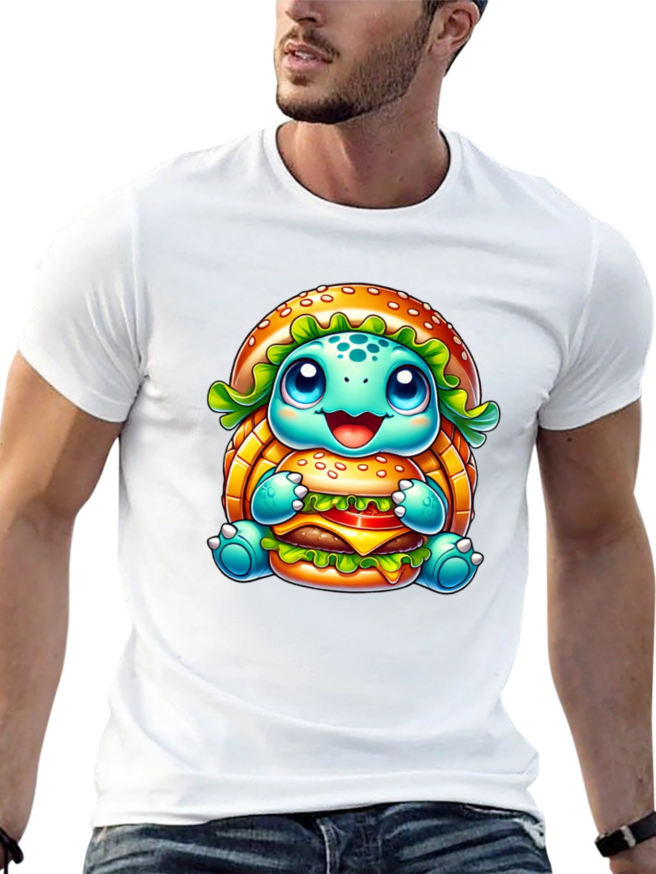 Turtle Burger Graphic Black T-Shirt