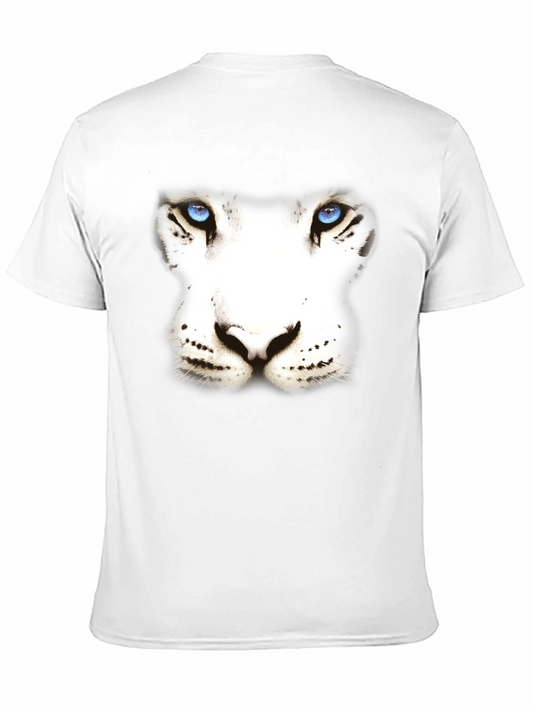 White Tiger Face Graphic Black T-Shirt