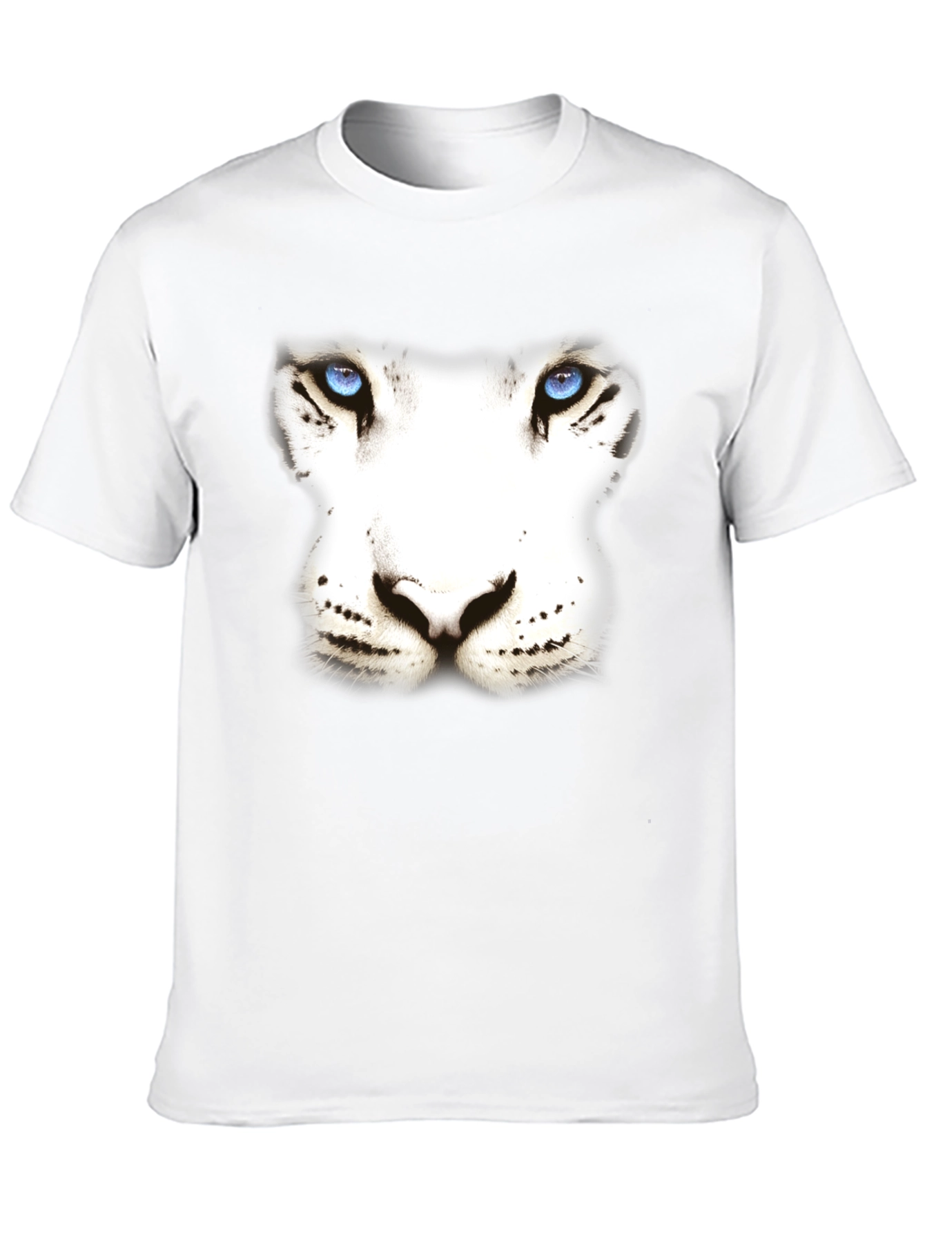 White Tiger Face Graphic Black T-Shirt