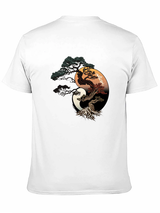 Yin Yang Bonsai Tree Graphic T-Shirt