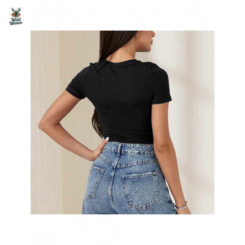 Women's Sexy Slim Fit Crop Top T-Shirt - "I Do As Daddy Says" Bold Pink Lettering, Stretchy Midriff-Baring Black Shirt for Spring Summer Fall, Machine Washable Casual Streetwear, Summer Fashion, Eyecatching Tee, Medium Elasticity