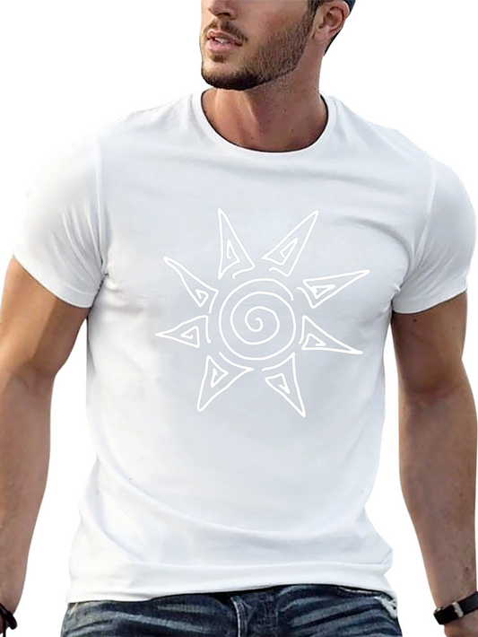 Tribal Sun Graphic Tee - Black Cotton T-Shirt