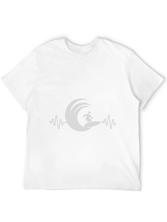 Surfer Wave Heartbeat T-Shirt - Black Graphic Tee