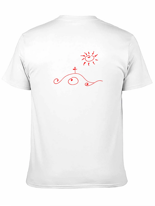 Unique Graphic T-Shirt - Hillside Cross & Sun