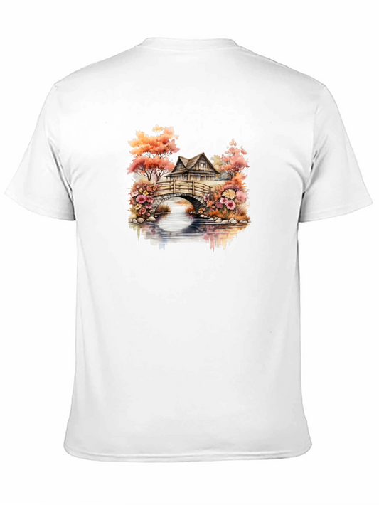 Watercolor House & Bridge T-Shirt