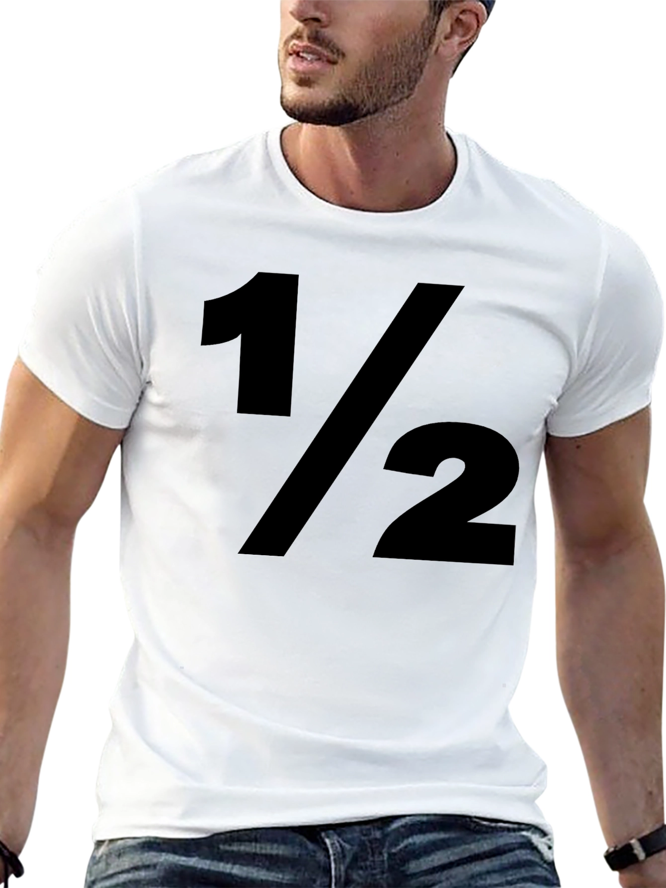 1/2 Fraction Graphic Print Black T-Shirt