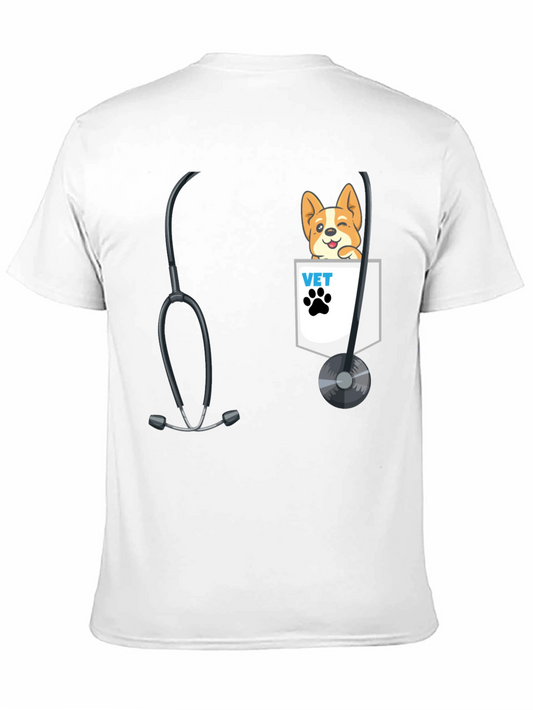 Vet Pet Doctor T-Shirt with Corgi in Pocket