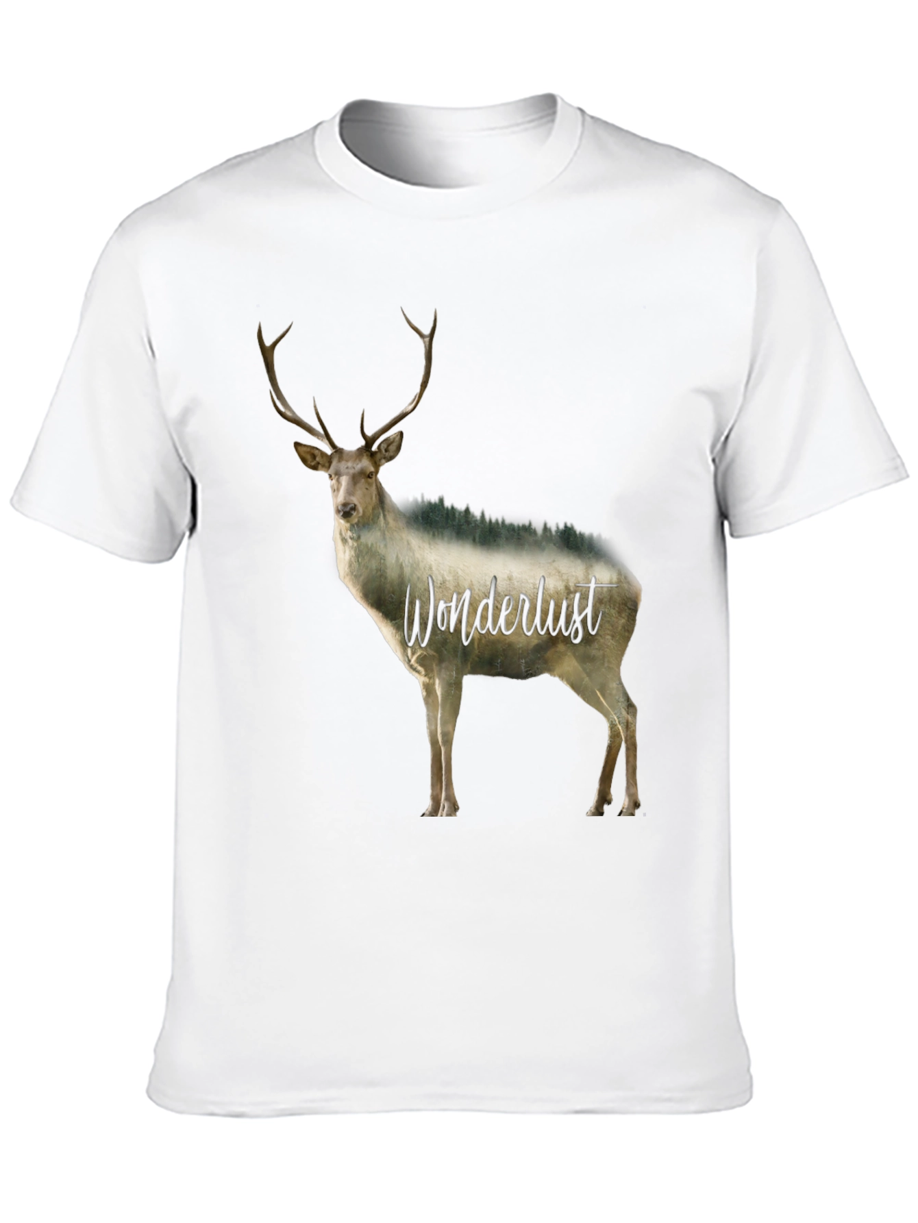Wanderlust Deer Graphic Tee - Black Crew Neck