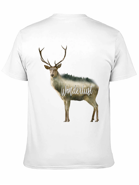Wanderlust Deer Graphic Tee - Black Crew Neck