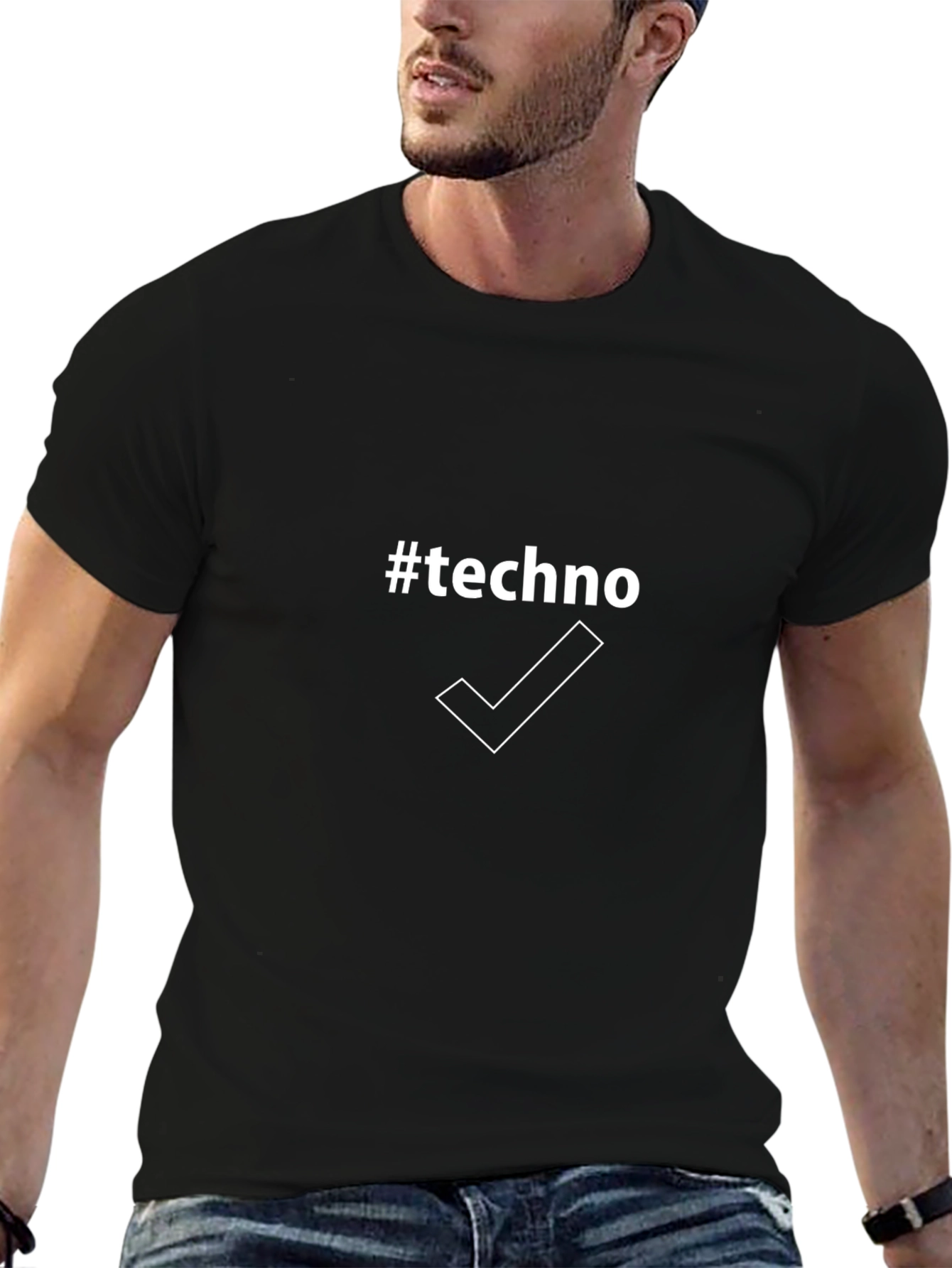 #Techno Graphic Tee - Black Crew Neck T-Shirt