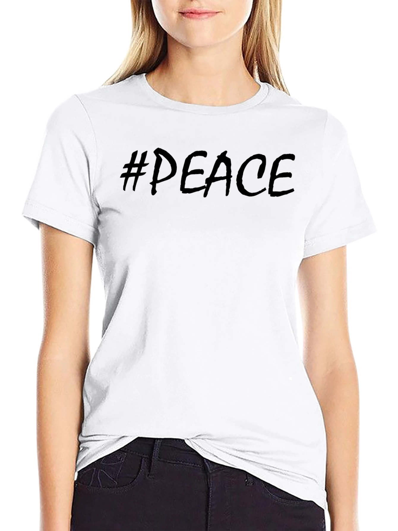 #Peace Mens Black Graphic T-Shirt