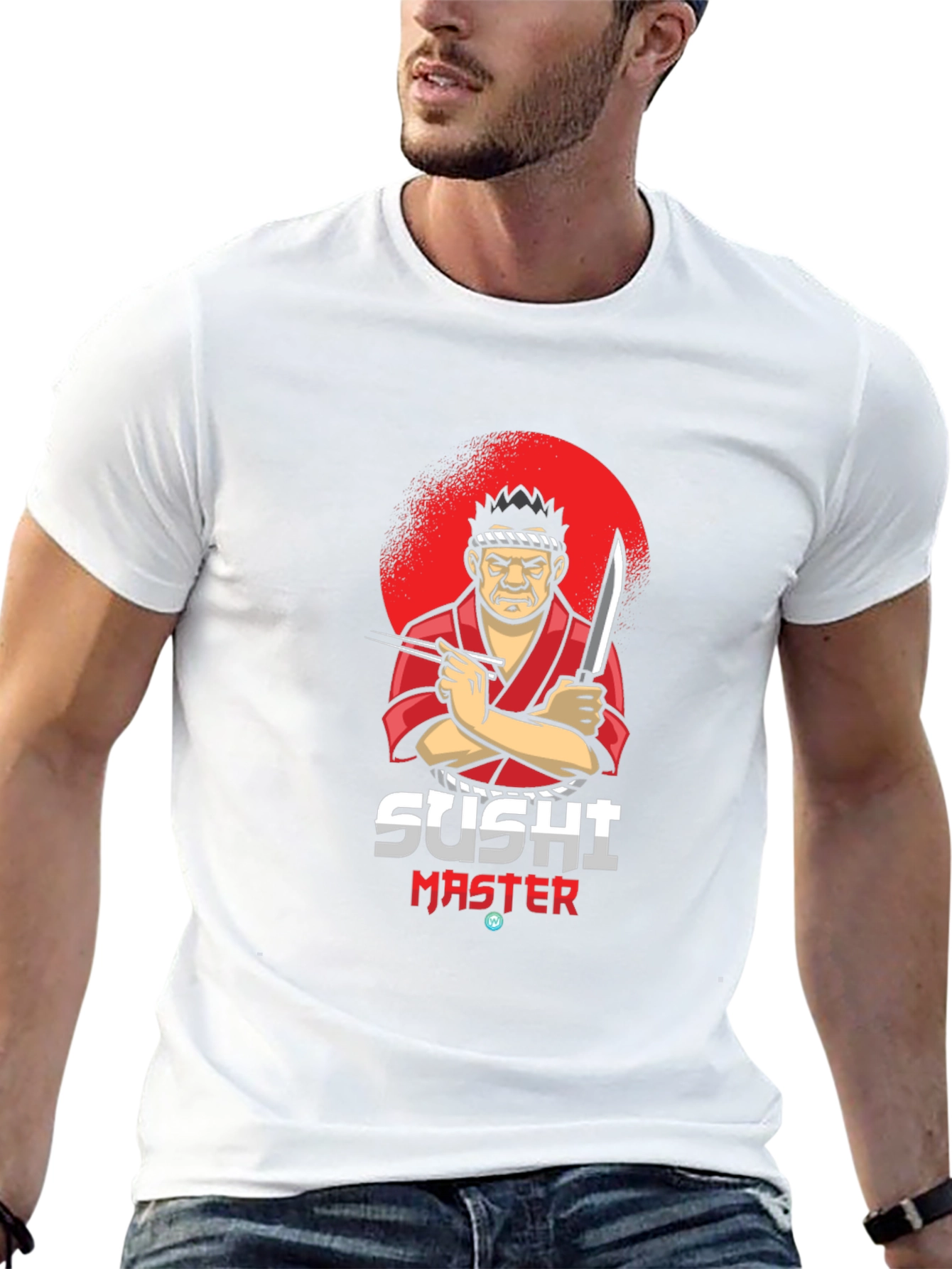 Sushi Master Graphic T-Shirt - Black Crew Neck Tee