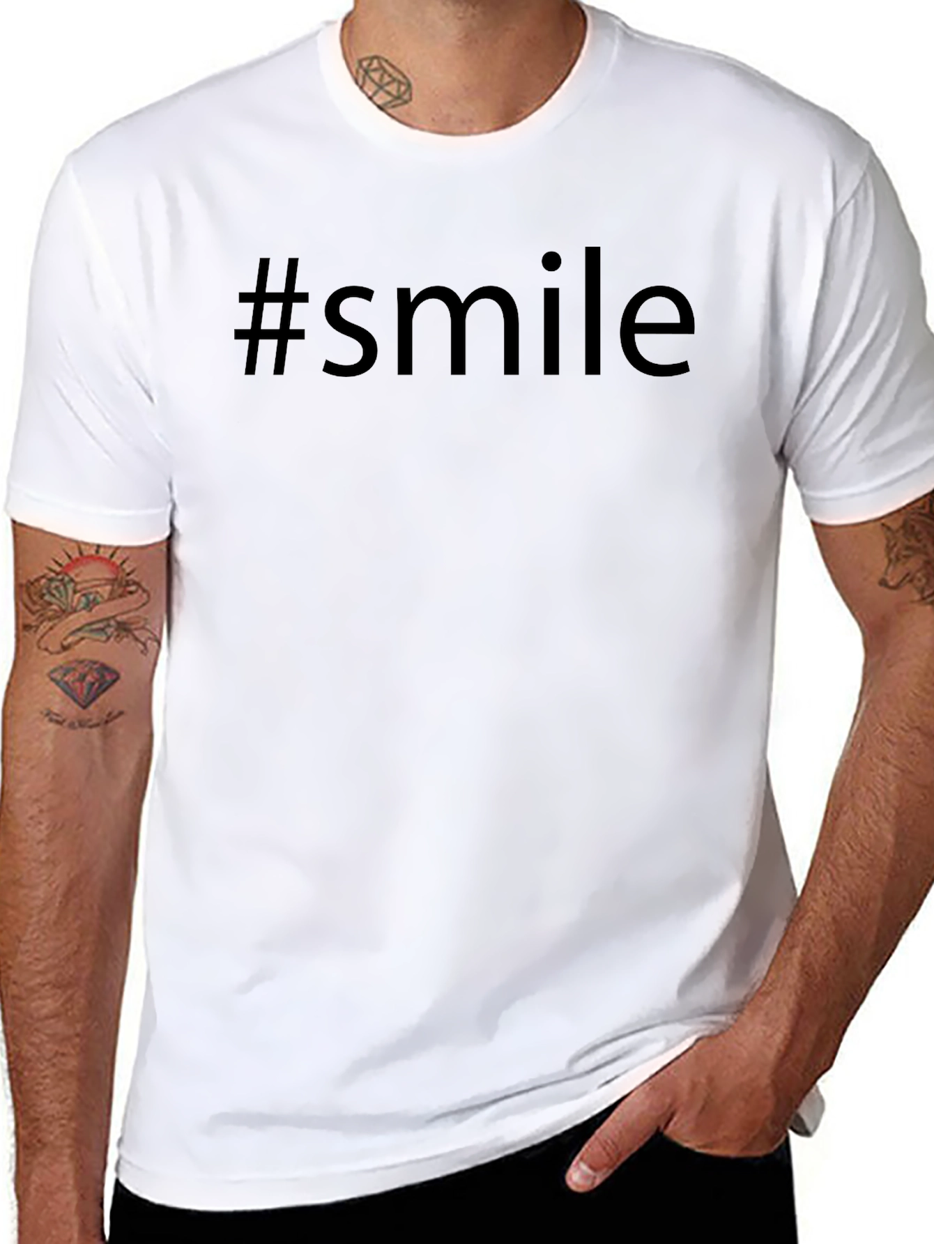 #smile Black Graphic T-Shirt - Trendy Casual Wear