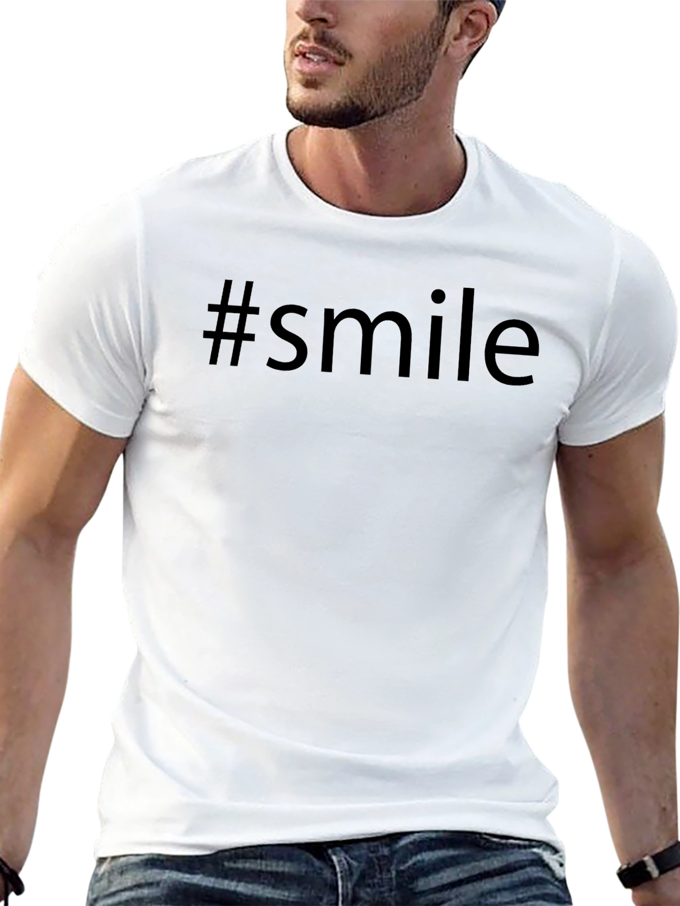 #smile Black Graphic T-Shirt - Trendy Casual Wear