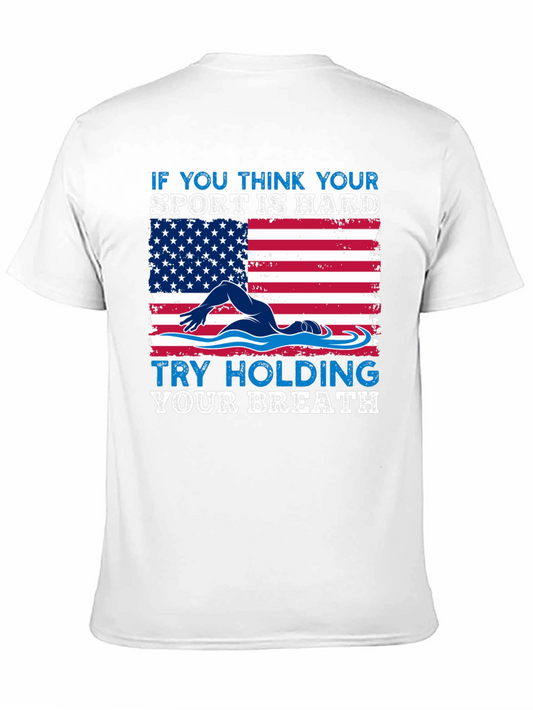 Swimming American Flag T-Shirt - Try Holding Your Breath