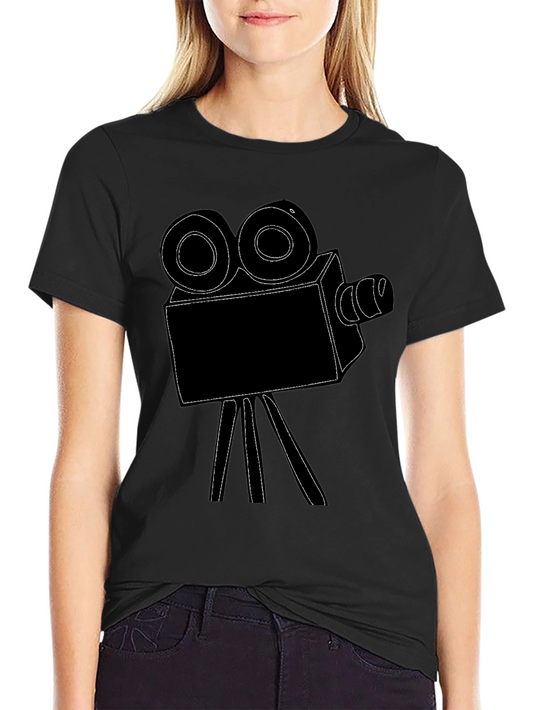 Vintage Camera Graphic Tee - Black Cotton T-Shirt