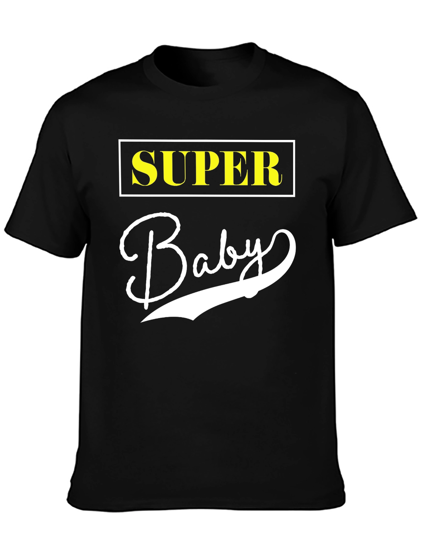 Super Baby Black Cotton Graphic Tee