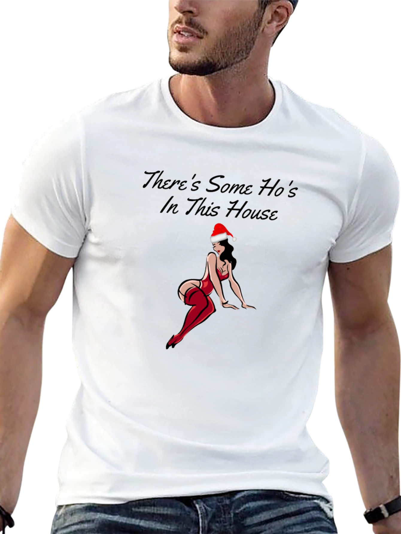 Theres Some Hos In This House Funny Christmas T-Shirt