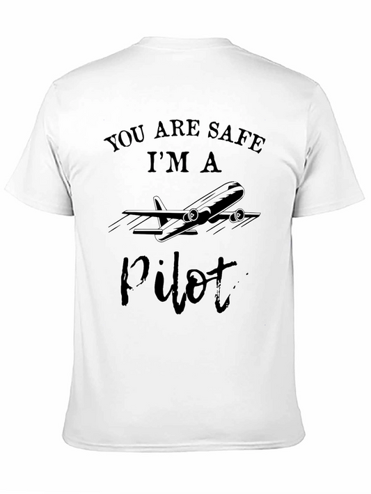 You Are Safe Im A Pilot Black T-Shirt