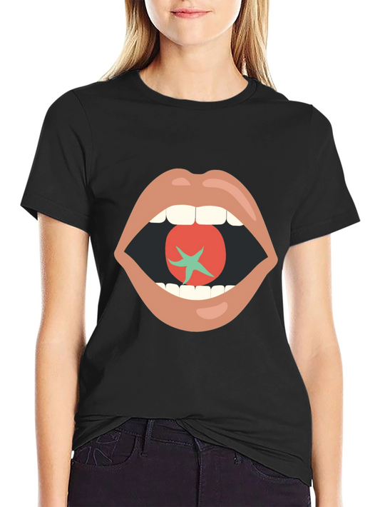 Tomato Mouth Graphic Tee - Funky Black T-Shirt