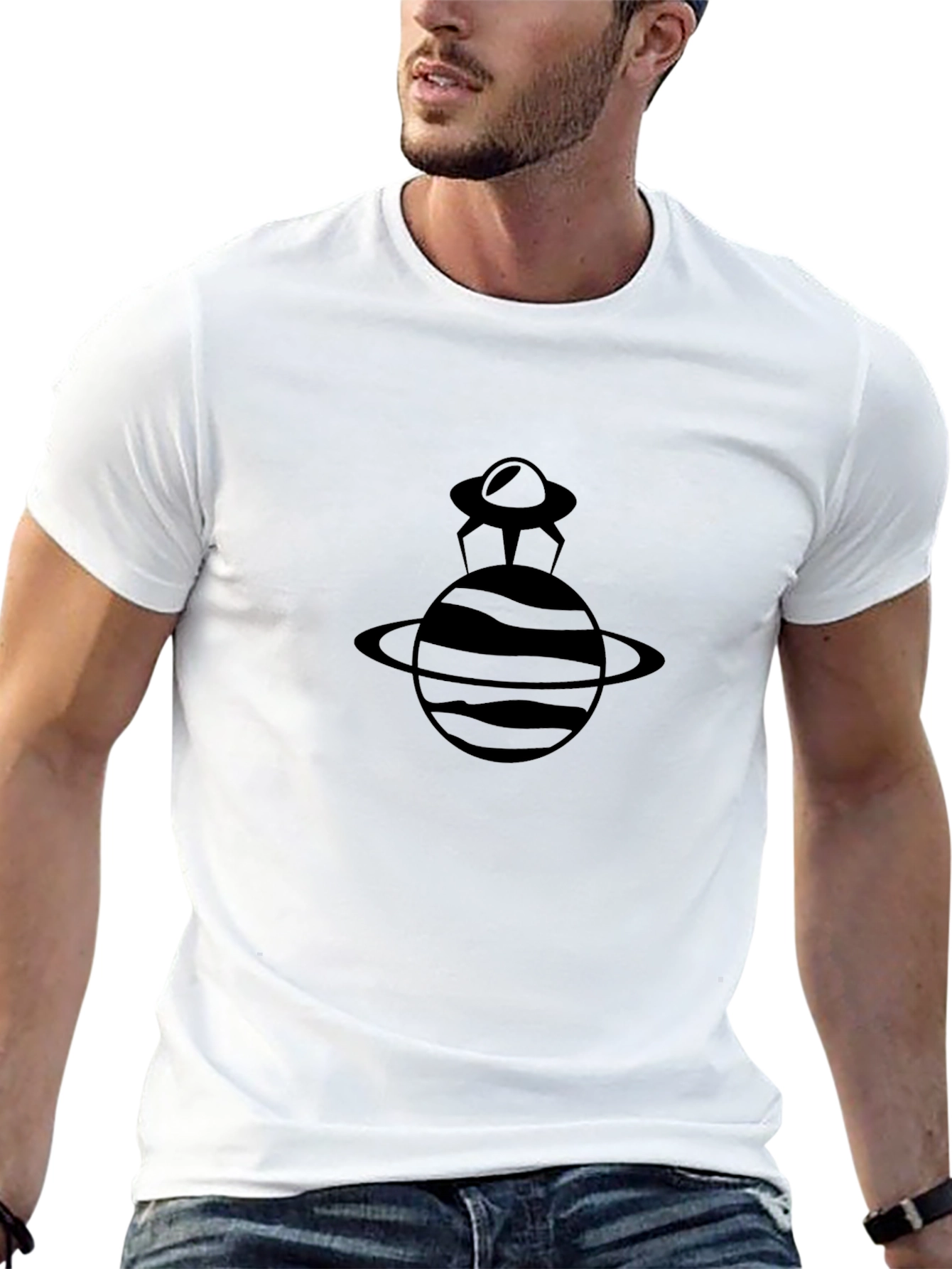 UFO Planet Black T-Shirt - Sci-Fi Graphic Tee