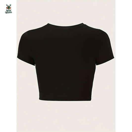 Women's Sexy Slim Fit Crop Top T-Shirt - "I Do As Daddy Says" Bold Pink Lettering, Stretchy Midriff-Baring Black Shirt for Spring Summer Fall, Machine Washable Casual Streetwear, Summer Fashion, Eyecatching Tee, Medium Elasticity