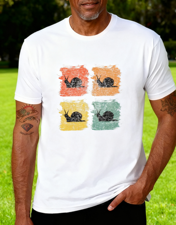 "Vintage Snail Grid" Distressed Graphic Tee