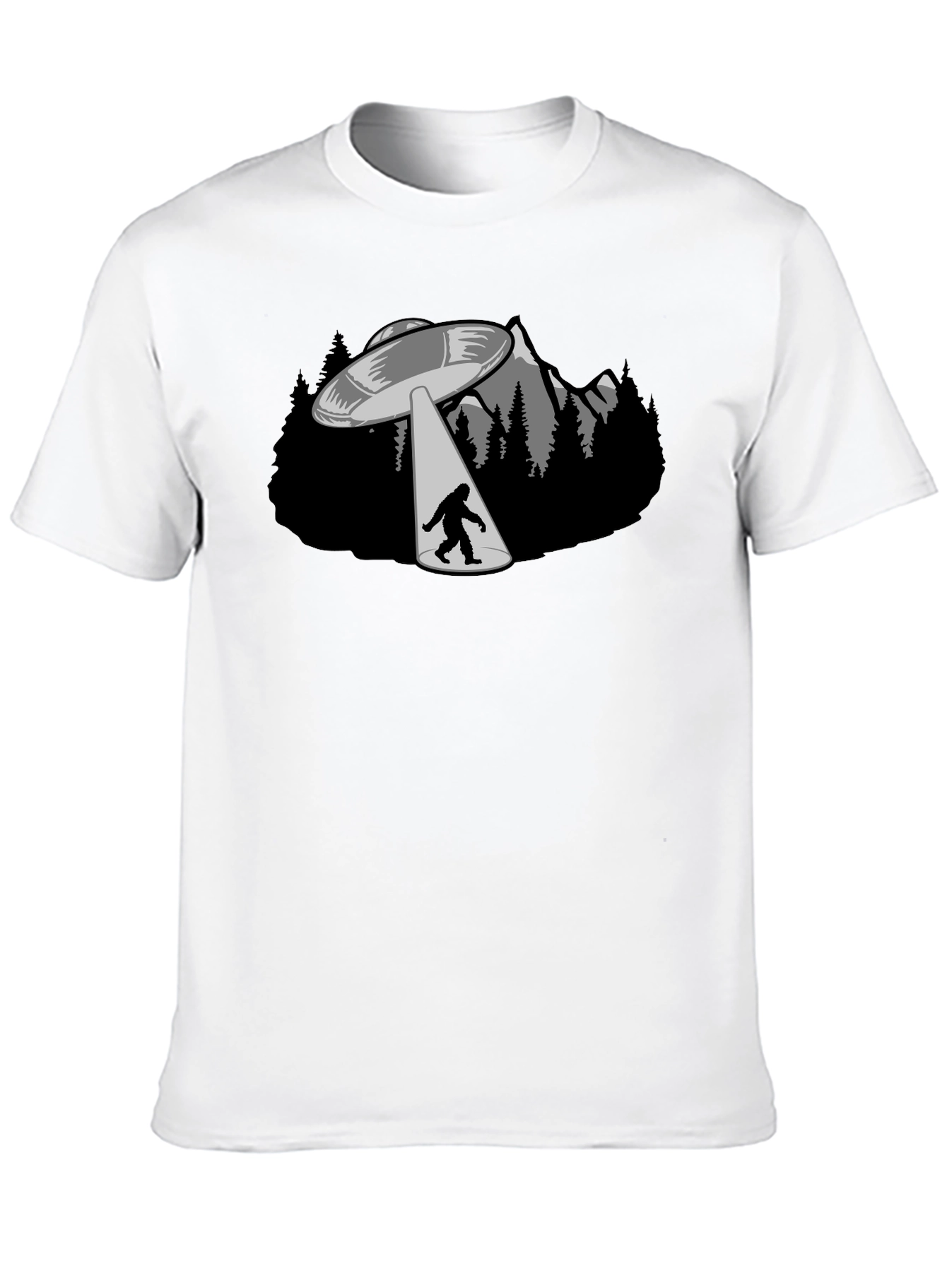 UFO Abduction Bigfoot Graphic T-Shirt
