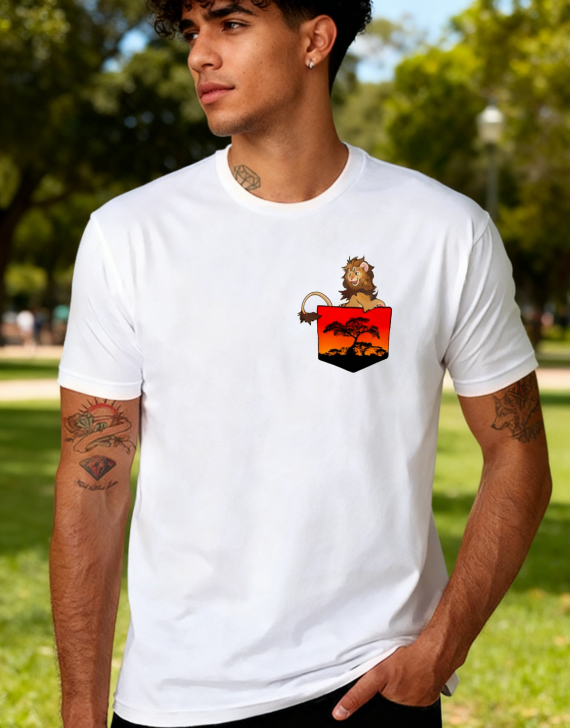 "Nocturnal Savanna" Lion Pocket Graphic Tee