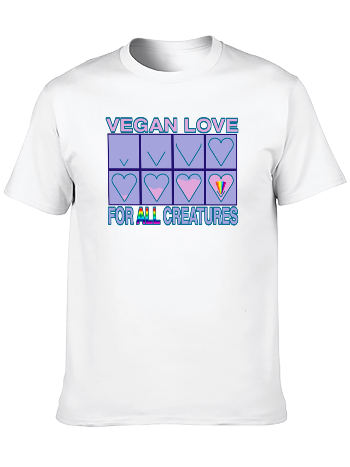 Vegan Love for All Creatures Black T-Shirt