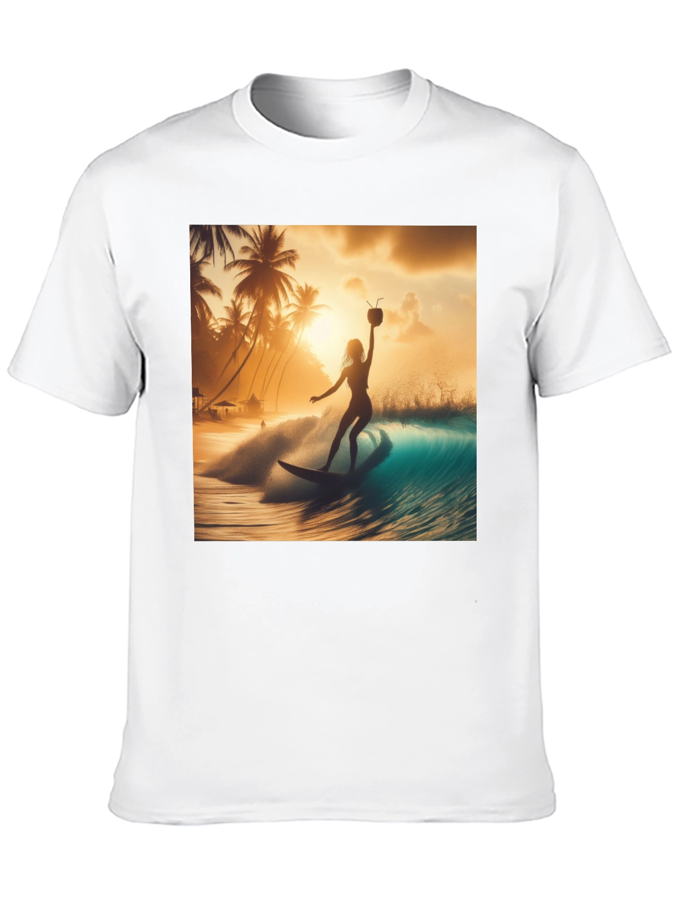 Surfing Sunset Graphic Tee - Black