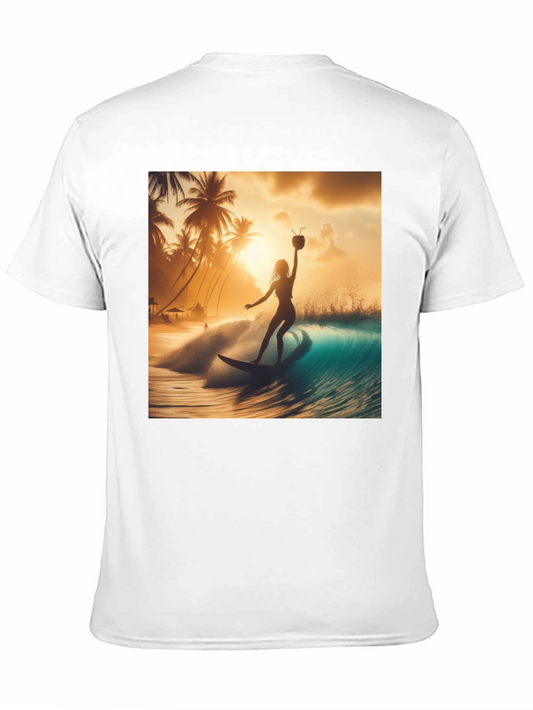 Surfing Sunset Graphic Tee - Black