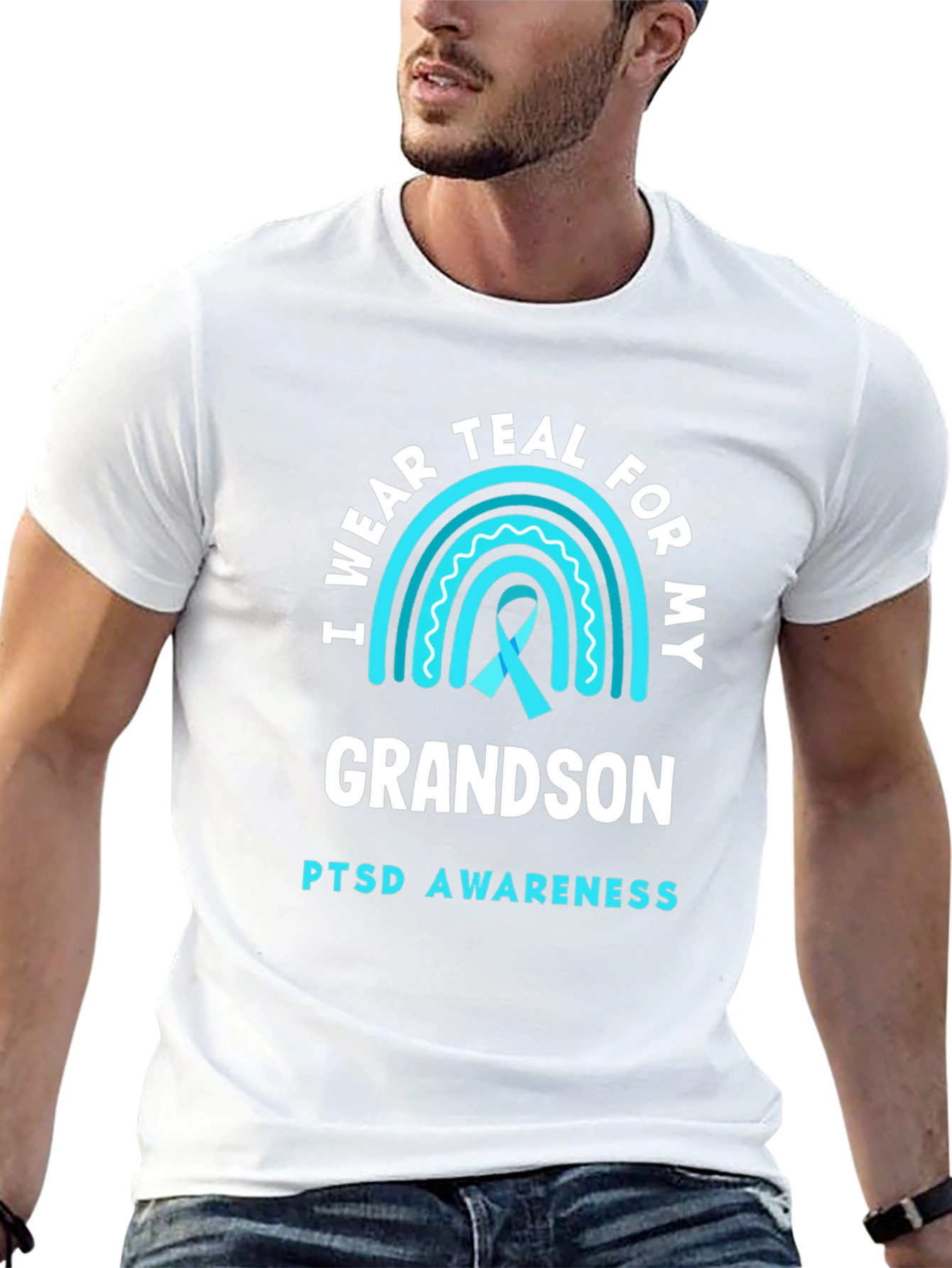Teal PTSD Awareness Grandson T-Shirt