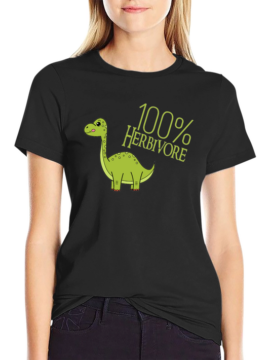 100% Herbivore Dinosaur Black T-Shirt