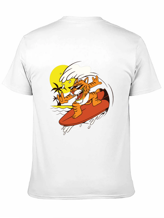 Surfing Tiger Graphic Tee - Black T-Shirt