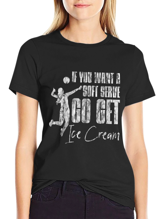Volleyball Soft Serve Ice Cream Black T-Shirt