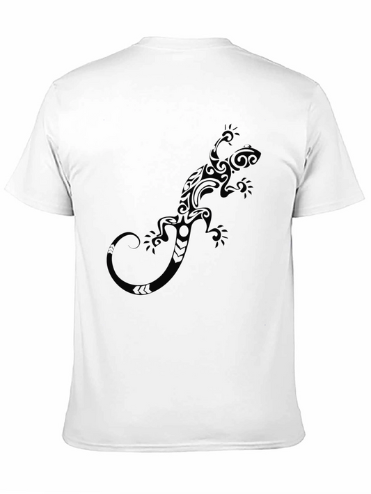 Tribal Lizard Graphic Mens Black T-Shirt