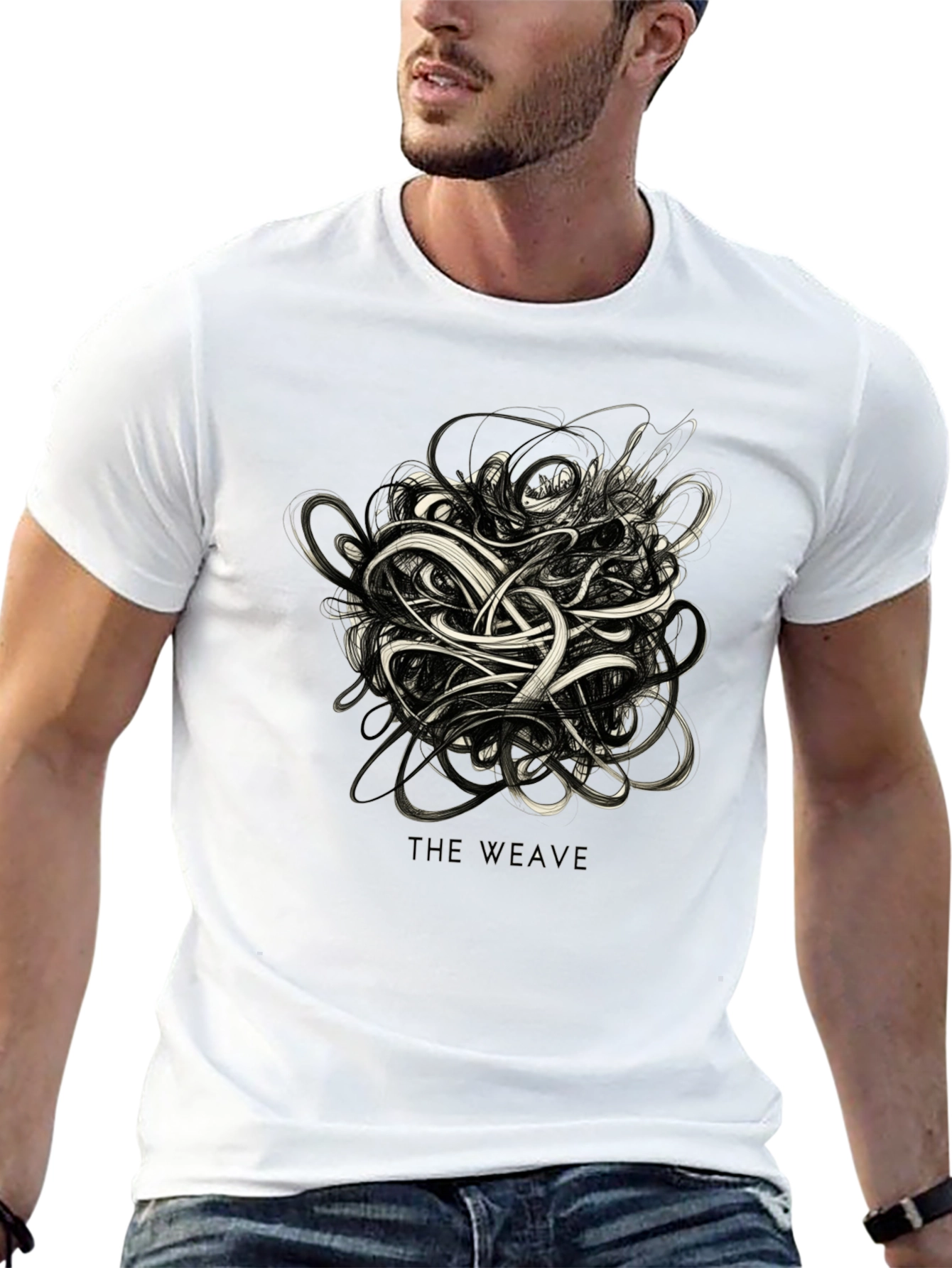 The Weave Graphic Black T-Shirt - Modern Artistic Tee