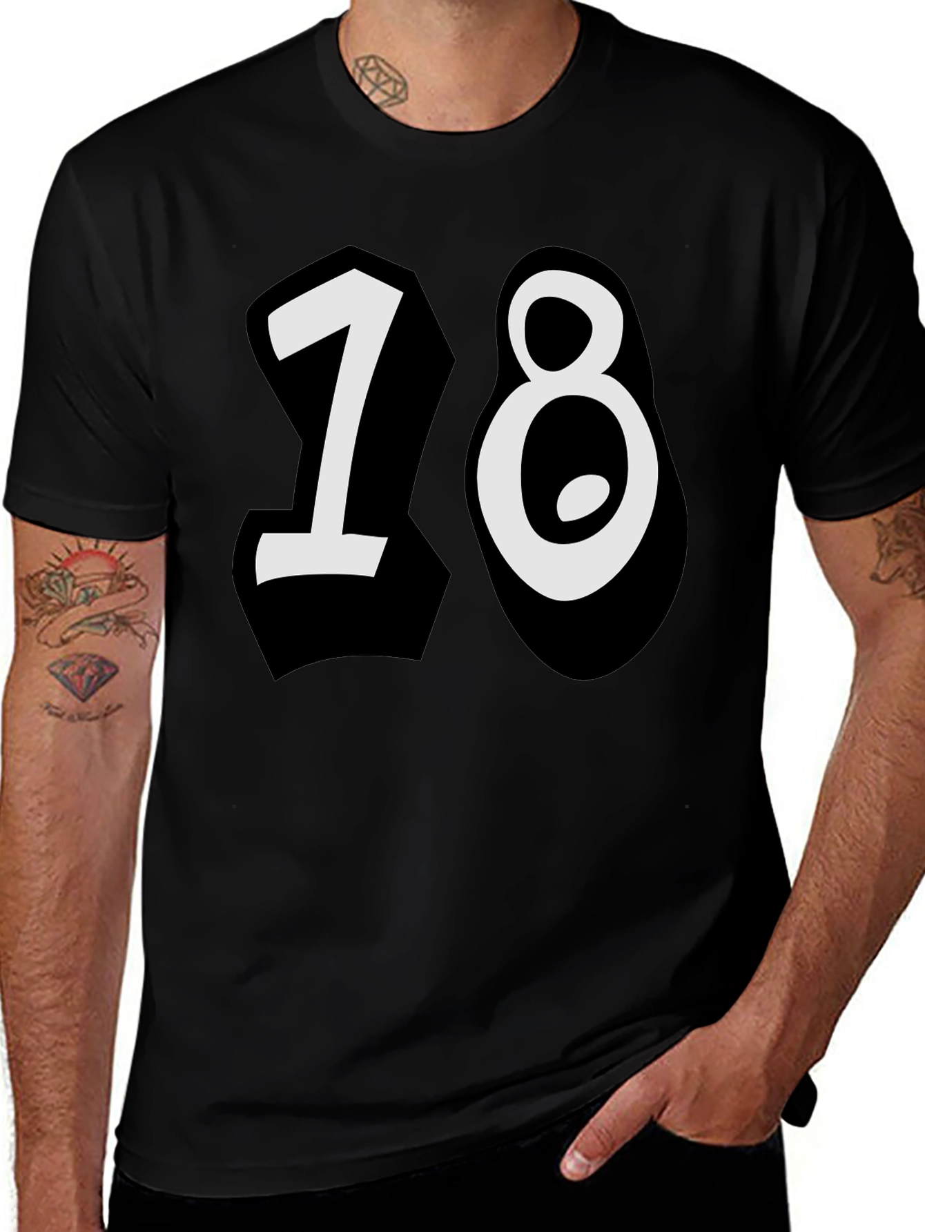 18 Birthday Graphic Tee - Mens Black T-Shirt