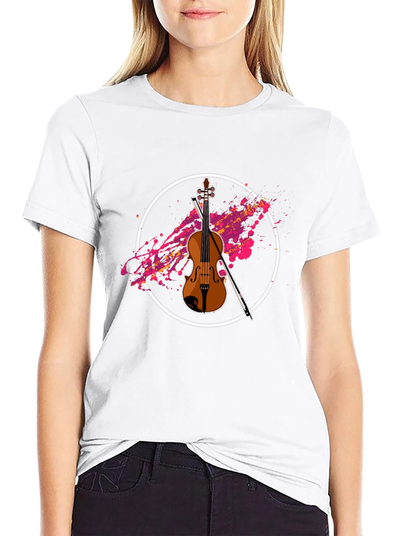 Violin Graphic Black T-Shirt