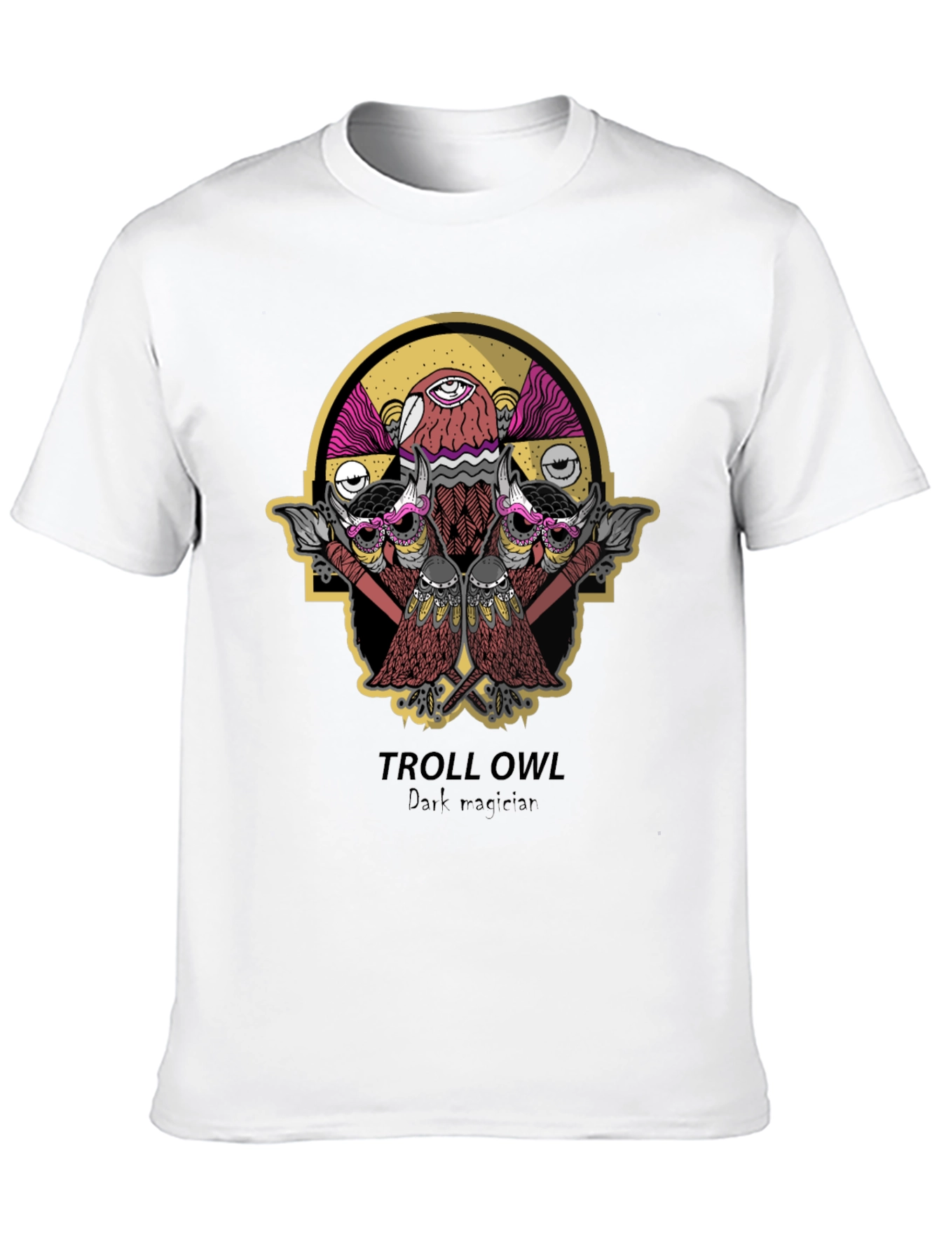 Troll Owl Dark Magician Graphic T-Shirt - Black