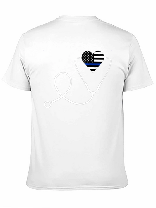 Thin Blue Line Heartbeat Stethoscope T-Shirt