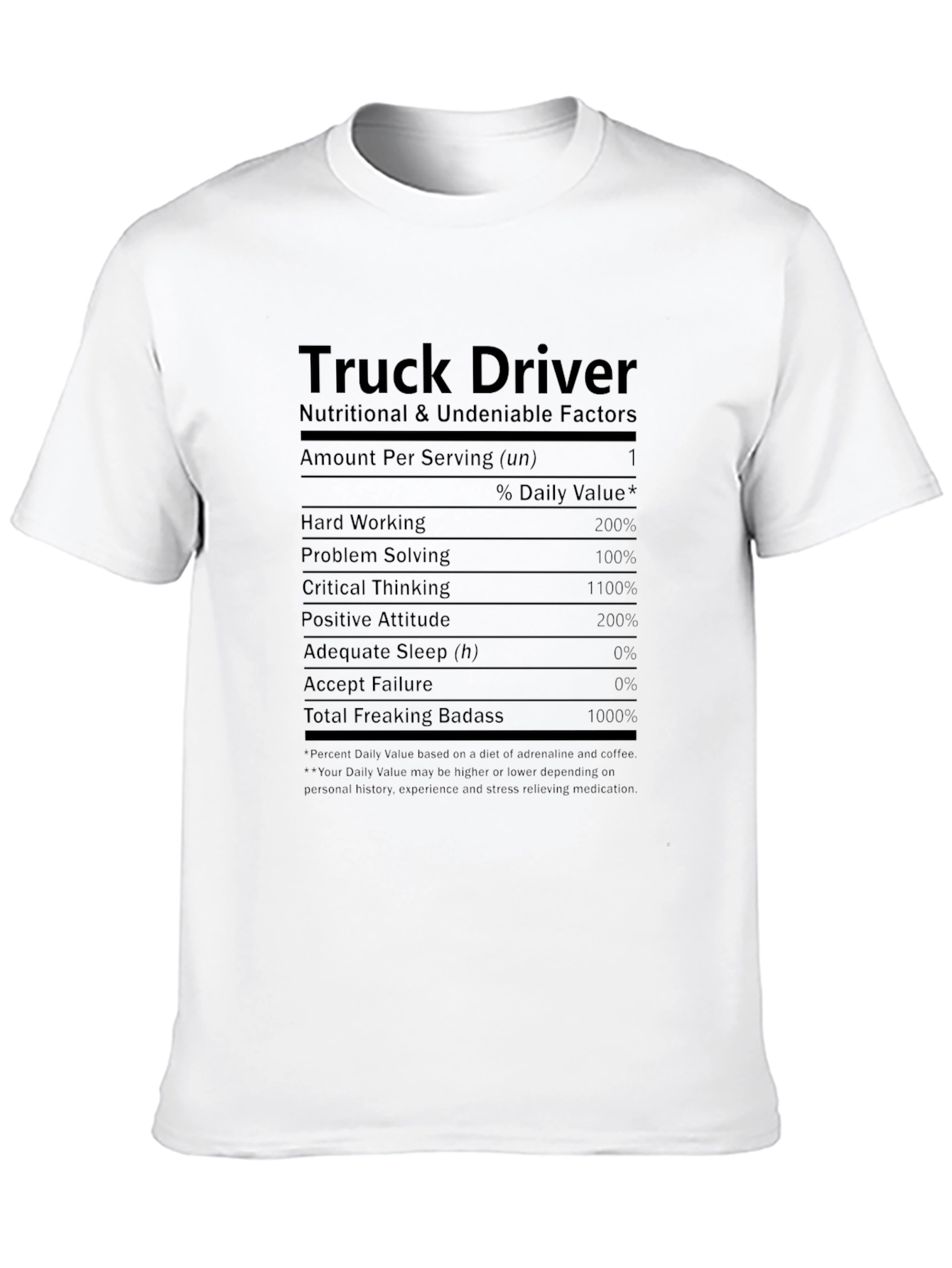 Truck Driver Nutritional Facts T-Shirt