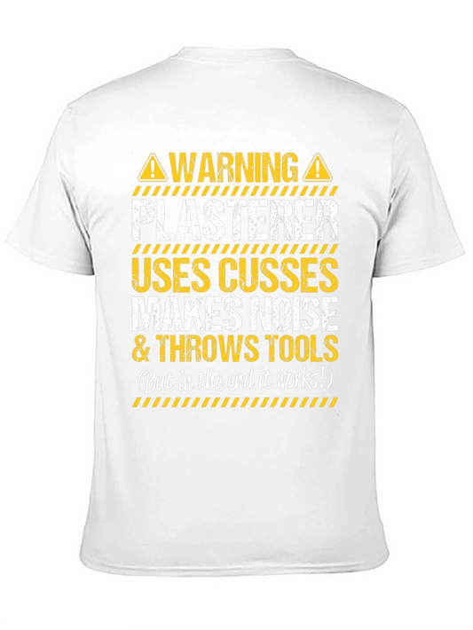 Warning Plasterer T-Shirt - Funny Construction Worker Tee