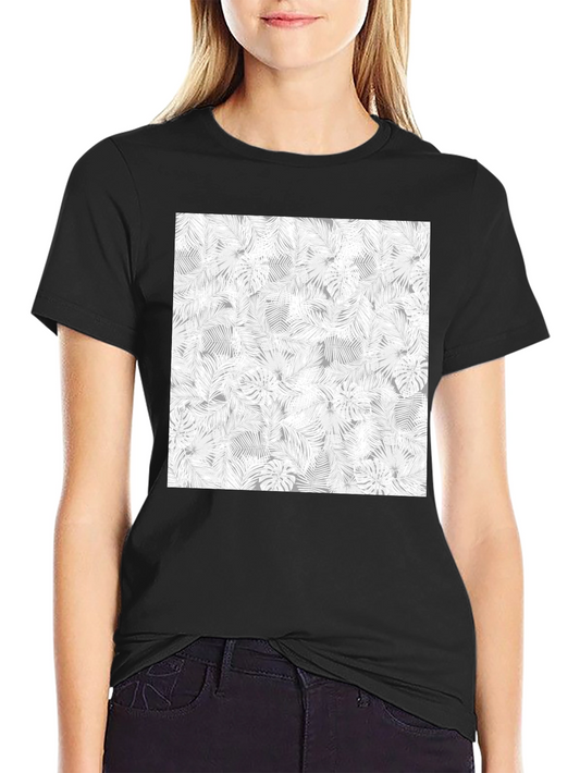 Tropical Leaf Print Tee - Black