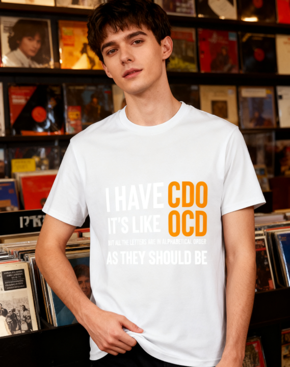 CDO vs OCD Humor T-Shirt - 100% Cotton, Funny Casual Tee for Daily & Social Occasions